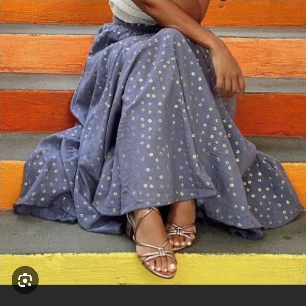 Anthropologie Purple A-Line Maxi Skirt with Metallic Dot Print Size Small